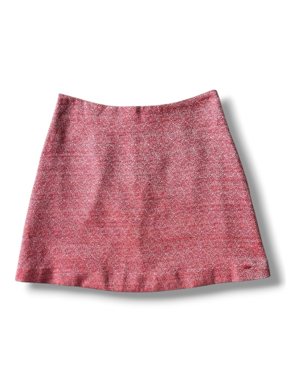Cop.Copine Publier A-Line Red Pink Mini Skirt Linen Blend Tweed Sz 38 (M)